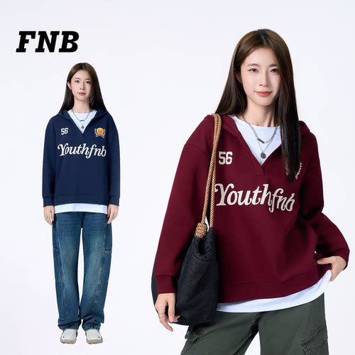 美国FNB学院风连帽宽松女卫衣
