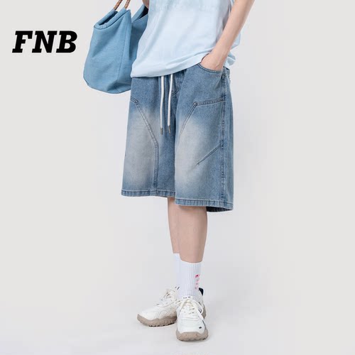 美国FNB26牛仔五分短裤宽松抽绳