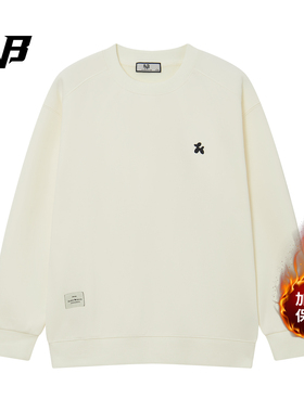 FNB美式潮牌简约运动风圆领卫衣男女加绒保暖LOGO图案长袖上衣冬