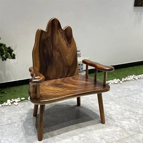 靠山客椅南美胡桃木椅子新中式实木椅子茶椅书椅麻将椅原木茶桌椅