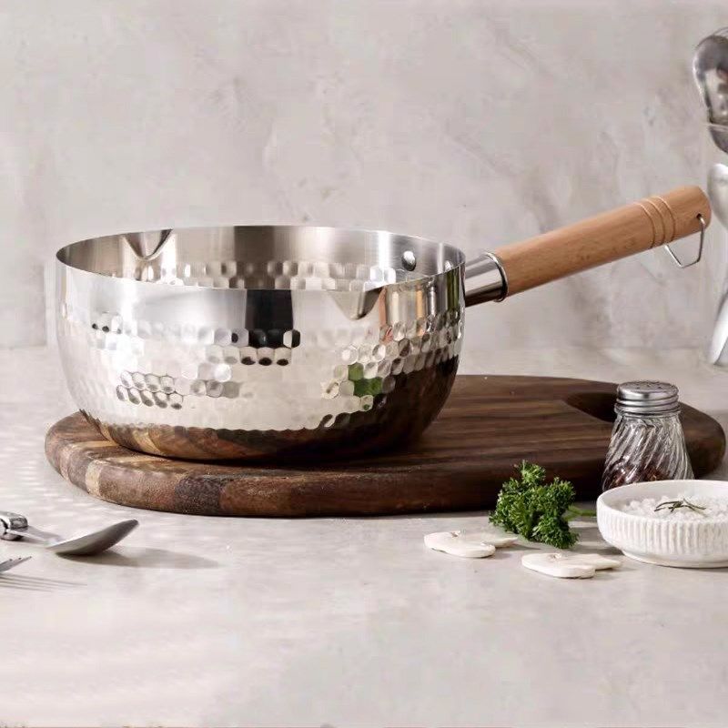 唯物生活 食品级304不锈钢雪平锅不粘奶锅20cm辅食工具婴儿锅熬粥