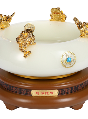 财源滚滚招财聚宝盆摆件风水罗盘琉璃工艺礼品家居客厅酒柜装饰品