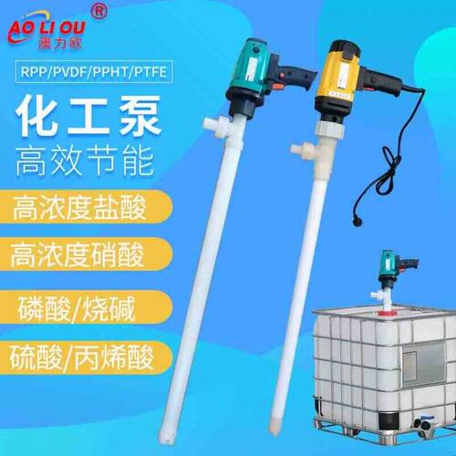 化工抽液泵抽强硫盐酸碱电动RPP调速电机PVDF塑料插桶油泵耐腐蚀