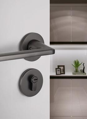 酷隆灰色分体锁现代磁吸房门锁室内家用静音木门锁具通用型门把手
