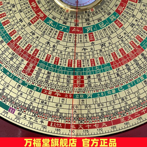 正品万福堂 铜面罗盘八寸高精度专业初学者大字体三元三合综合盘