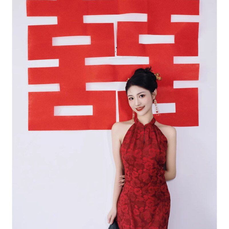 新品新中式晨袍女新娘敬酒服订婚礼服裙J轻奢小众高端轻婚纱宴会