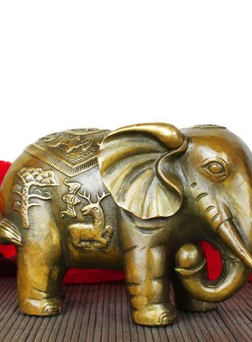 新品铜大象摆件一对铜象电视酒柜办公室开业N送礼大象中式国风家