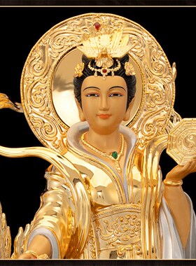 极速台湾纯铜鎏金九天玄女站像九天玄母天L尊道家圣母神像九天娘