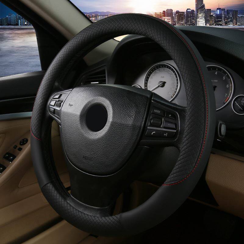 极速皮革方向盘套 格子防滑A手把套 皮革汽车方向盘套厂家