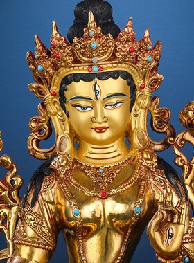 新品藏传白度母佛像摆件s纯铜红古金15寸密宗佛台供奉无量寿佛佛