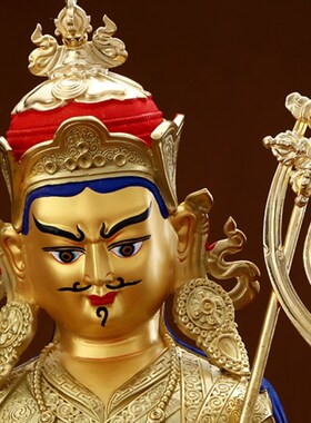 新品莲花生大士佛像摆件 密宗y 藏传尼泊尔精品纯铜鎏金西藏印度