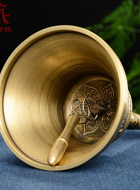 新品青铜三叉铃八吉祥雕花y三清铃室内家用手摇金刚铃杵摆件
