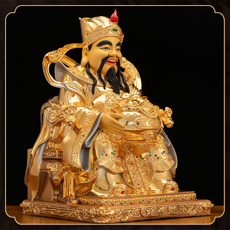 新品纯铜鎏金财神爷神像办公v室公司开业招财文财神范蠡佛像比干
