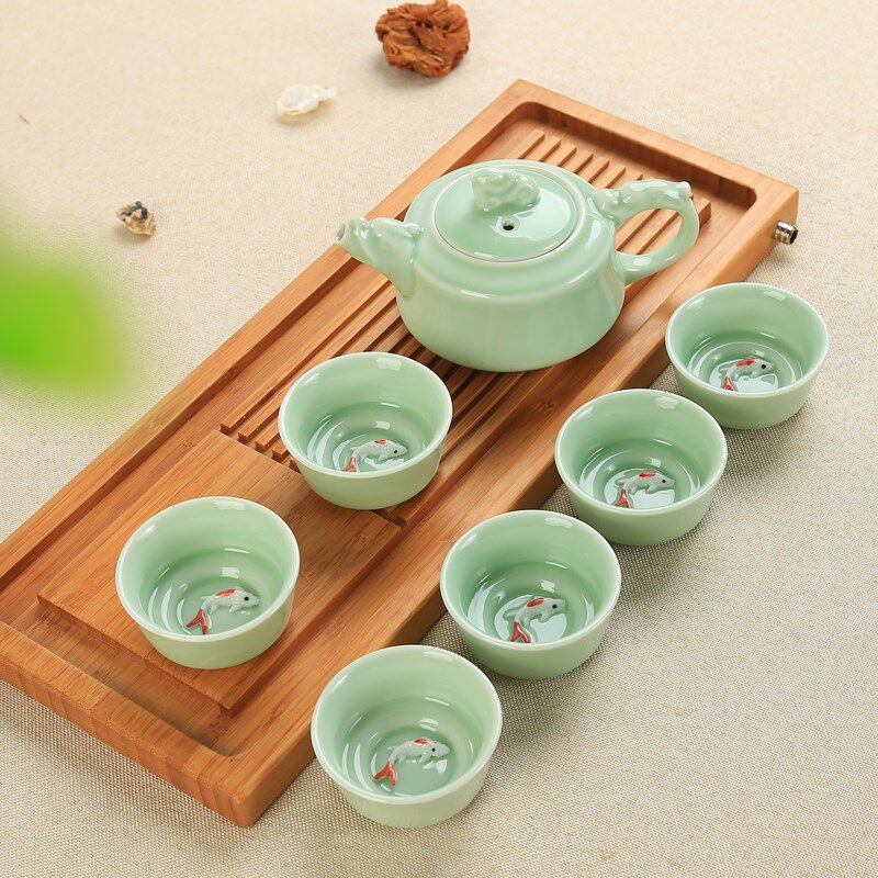 极速ShangxKin Longquaqn celadonu tea ceremony set Xifu tea s