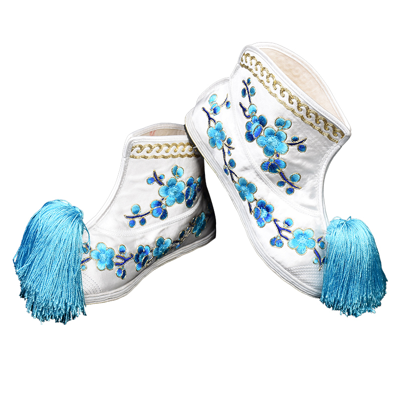 极速正龙戏装京剧戏鞋戏曲武旦薄底平底靴M绣花打鞋布底橡胶底梅