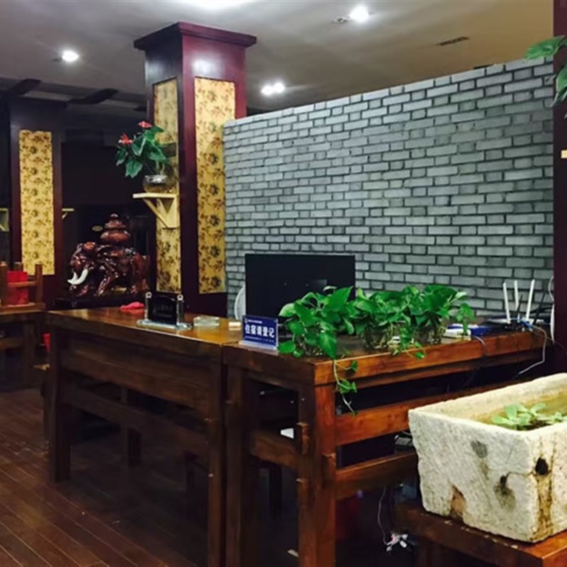 极速实木中式圆桌 仿古餐桌椅 A饭店餐厅火锅实木组合桌椅 烧烤