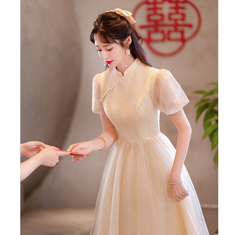 速发旗袍晚礼服女2025新款高级感平时可穿订婚连衣裙生日成人礼连