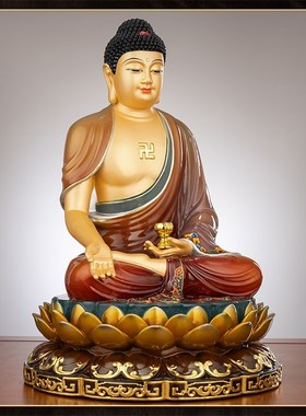 极速纯铜阿弥陀佛三宝佛家用供奉佛像如来佛祖摆件U释迦佛药师佛