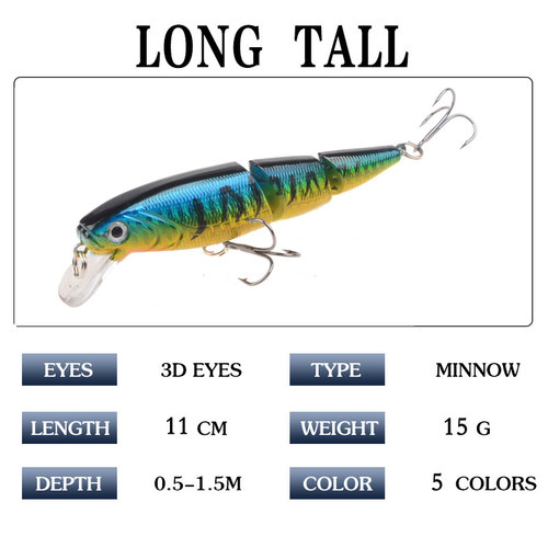 新品1PCS Wobblers Foishing Lure Multi-section Hard Bait110mm