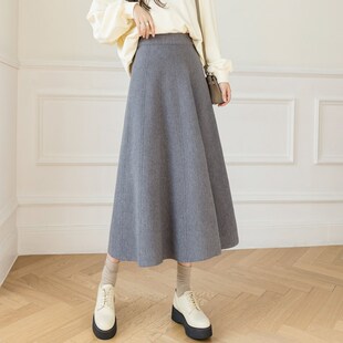 遮跨R大摆a字裙高腰毛线 宽松大码 新品 加厚针织半身裙女秋2025新款