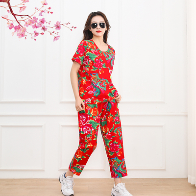 极速东北大花布村姑衣服女二人转演出服搞L笑姐妹装广场舞蹈秧歌