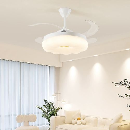 全光谱护眼主卧室风扇灯吊扇灯2025新款奶油风书房餐厅带电扇灯具
