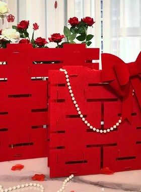 结婚立体喜字摆件客厅装饰品女方订婚桌面摆台新房布置套装送新人
