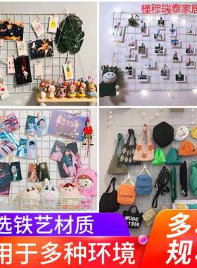 相片网架宿舍网状铁丝墙创意格子墙片网格塑料袜架网片加厚隔板