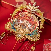 舞绣缘团扇新娘结婚diy材料包成品喜扇高级感秀禾服婚礼遮面扇