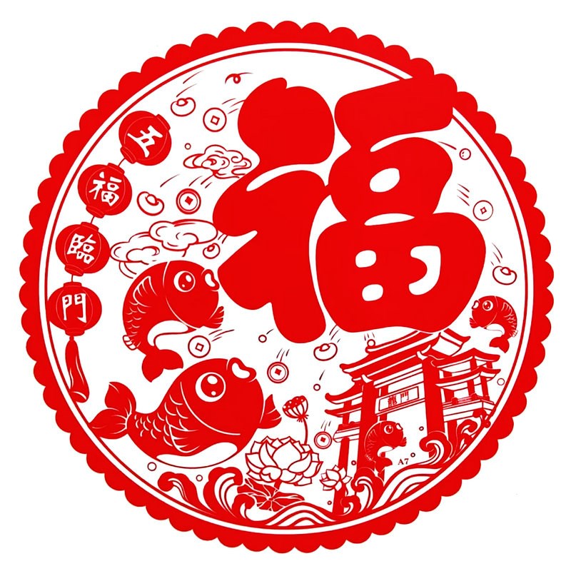 马年50厘米静电生肖窗花玻璃大福字门窗新年喜庆节日活动装饰贴纸图片
