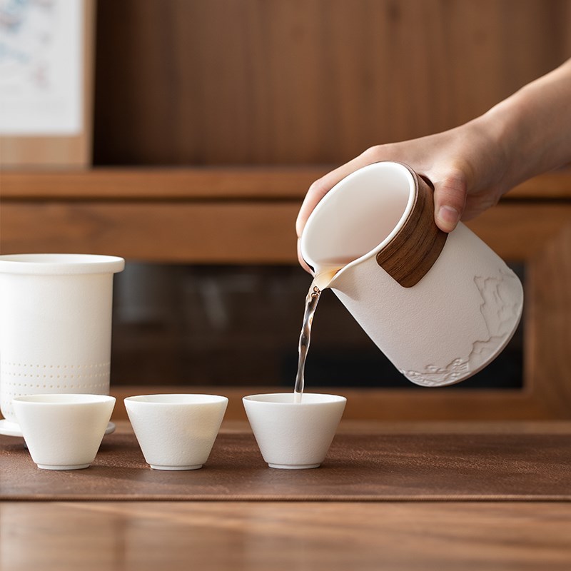 远舍便携式旅行茶具小套装随身户外快客杯一壶六杯泡茶壶喝茶装备