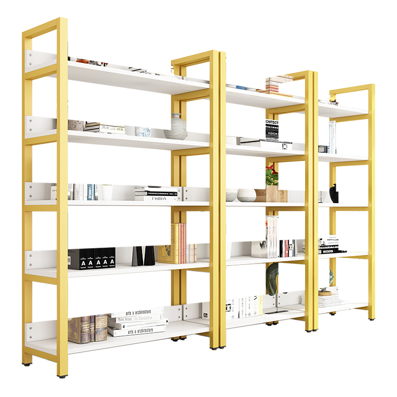 书架落地置物架多层钢木货架展示架儿童图书馆简易收纳架铁艺书柜