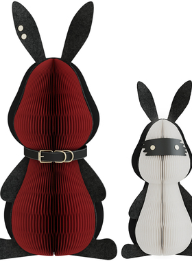 十八纸兔子摆件办公室车载室内装饰品卡通玩偶送礼可爱礼品饰品