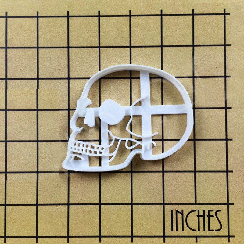 卡通骷髅头饼干模具 3D立体万圣节糖霜塑料压模曲奇翻糖烘焙工具
