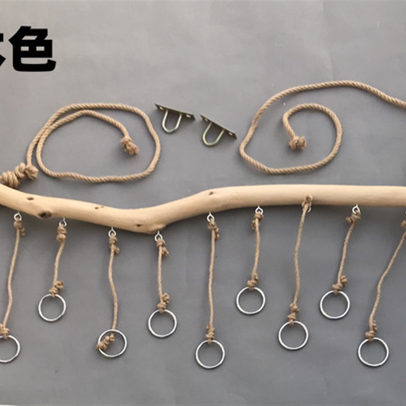 服装店吊环天然树枝衣架麻绳展示架吊挂吊钩上墙悬挂侧挂复古新品