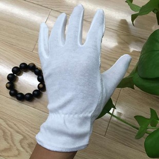 作业点塑点胶手套品质管理礼仪司机代驾开车防滑防晒白色棉布触屏