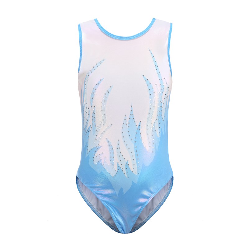 儿童艺术体操比赛服装无袖镶钻小学生团体健美操演出服舞蹈连体服