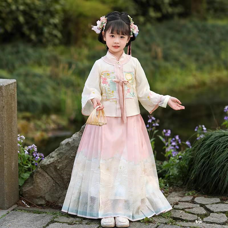 儿童古装马面裙套装夏季2024新款新中式春夏女童明制汉服古风唐装