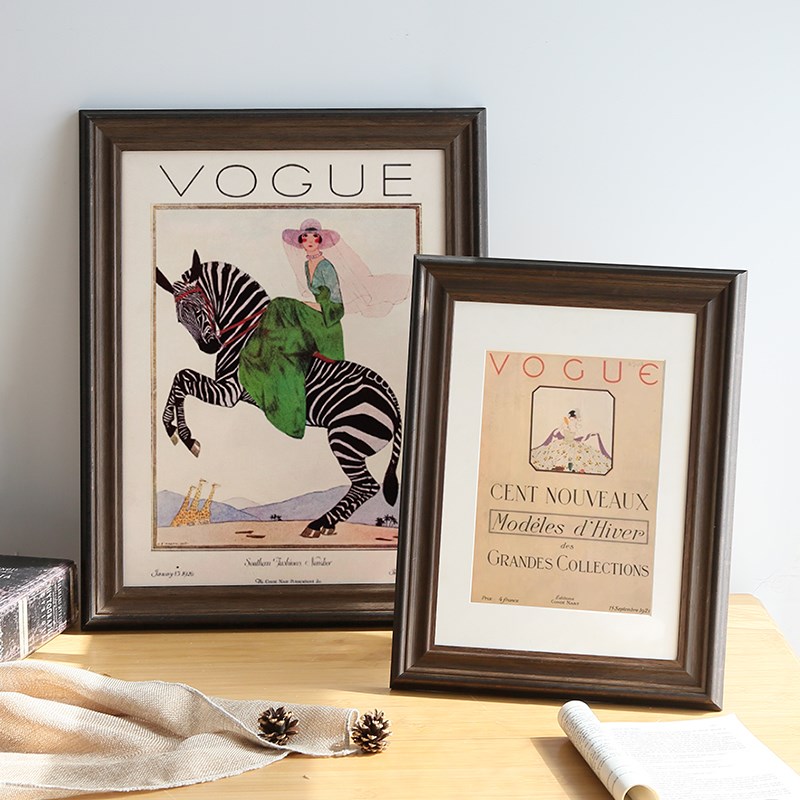 美式黑胡桃木色挂墙相框4开8K画框复古海报拼图字画装裱24寸20 16