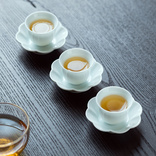 尚器影青白瓷茶托杯托陶瓷杯垫家用功夫茶具茶道配件隔热茶杯垫子