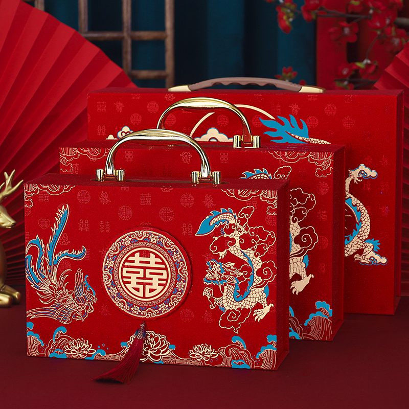 彩礼钱盒子订婚彩礼盒装现金10万聘金盒结婚用品大全礼金盒礼金箱