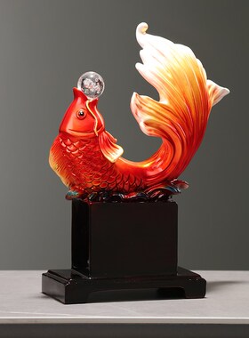 年年有鱼办公室客厅创意桌面摆件锦鲤招财送福装饰品酒柜乔迁礼品