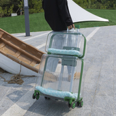 宠物拉杆箱猫包外出可携式 双层两只猫咪行李箱透明狗狗航空箱小推