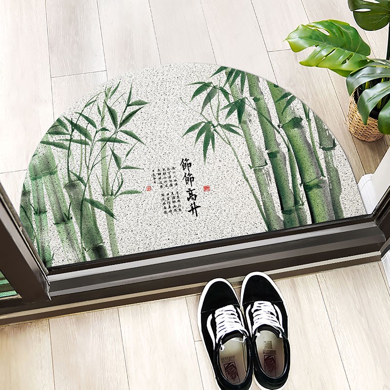 起贝绿色新中式半圆地垫进门地毯入户门口门外门垫室外玄关蹭脚垫图片
