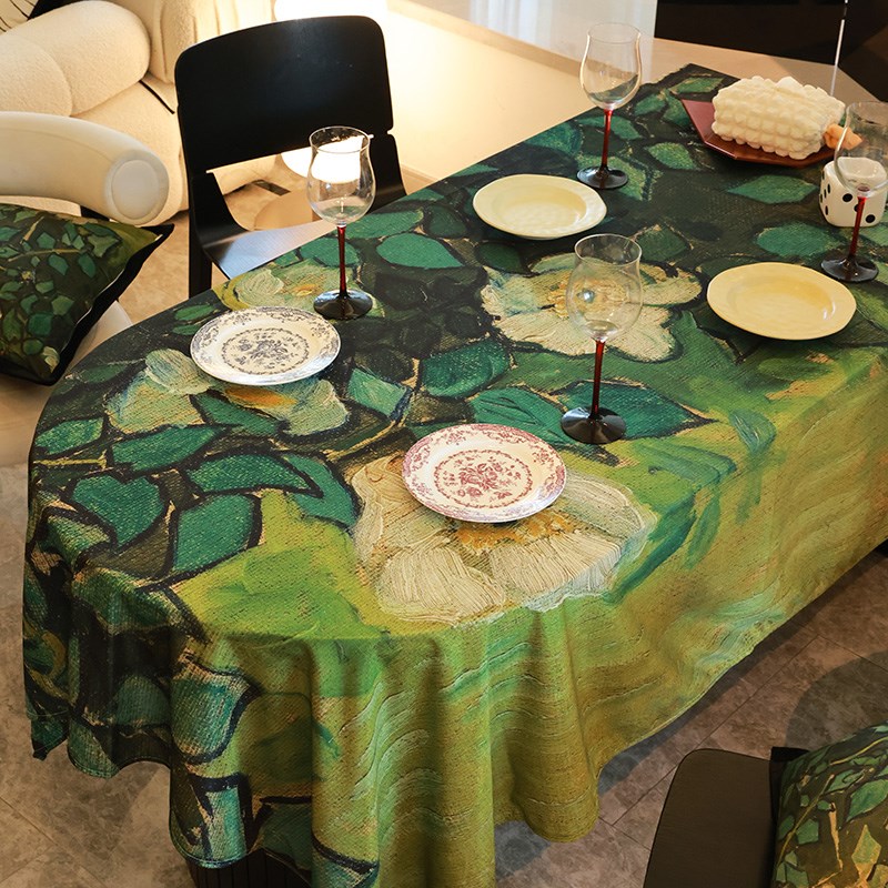 法式复古风梵高油画布艺桌布防水防油防烫家用茶几台盖布定制