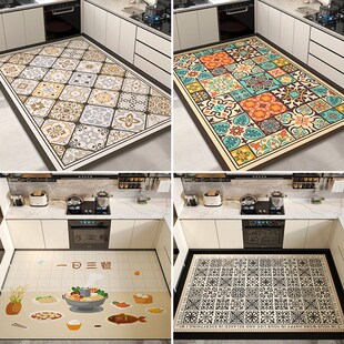 厨房地垫防滑防油可擦免洗pvc脚垫专用吸油防水防脏满铺皮革地毯
