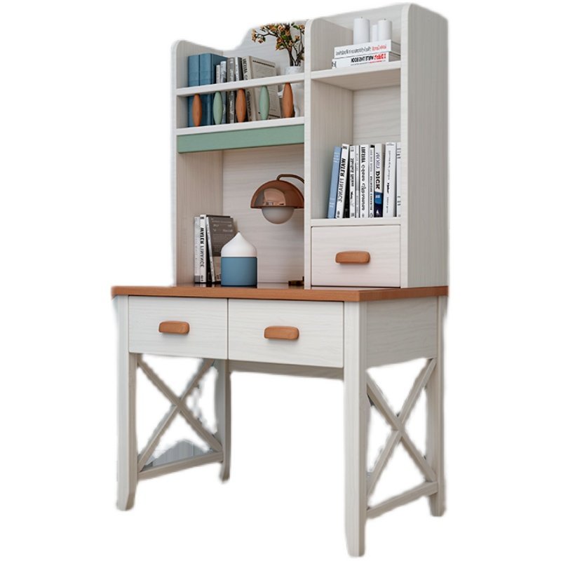 小尺寸儿童学习桌家用实木书桌书架一体北欧直角写字台学生写字桌
