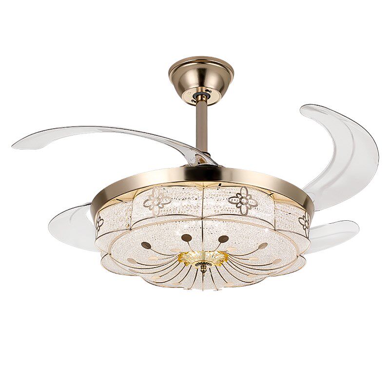 客厅欧式隐形风扇灯家用一体吊灯卧室吊扇灯静音餐厅LED电风扇灯