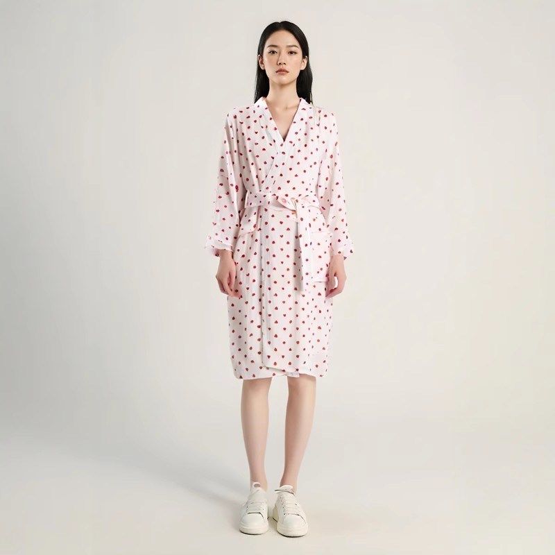 春夏季薄款全棉睡袍女纯棉新款爱心和服春秋日式浴袍绉布睡衣睡裙,女士内衣/男士内衣/家居服,睡袍/浴袍,淘宝优惠券,粉丝福利购,淘宝优惠卷