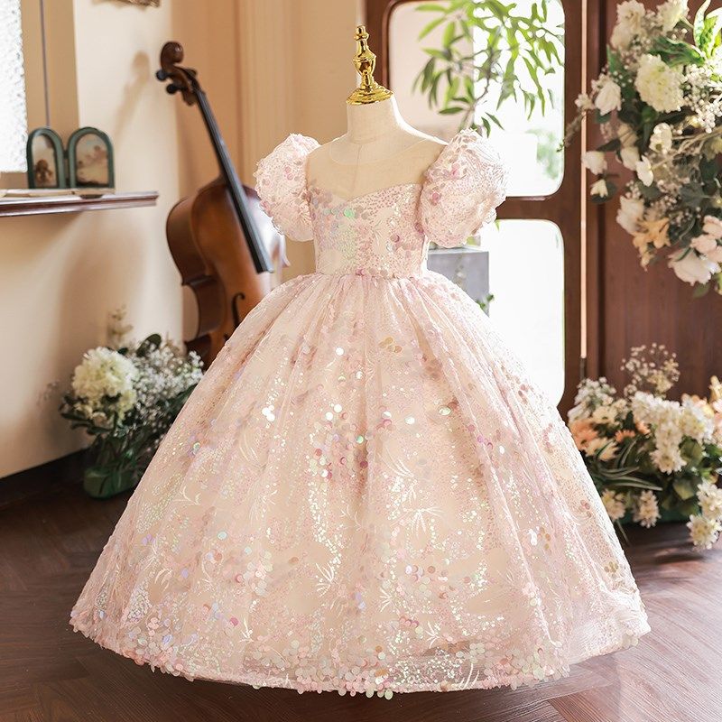 高端女童礼服公主裙儿童轻奢走秀钢琴演出服生日宴会小主持人长裙